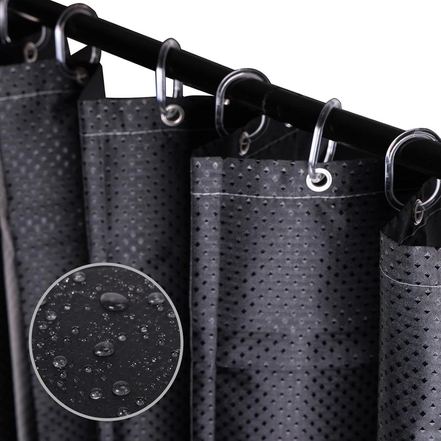 SPEPLA Black 71x71 Waterproof Shower Curtain: Modern & Washable