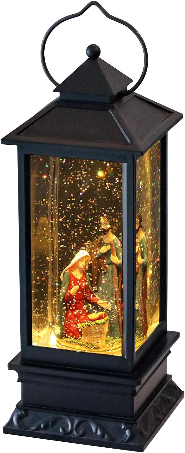DRomance Nativity Music Snow Globe Lantern for Christmas Decor