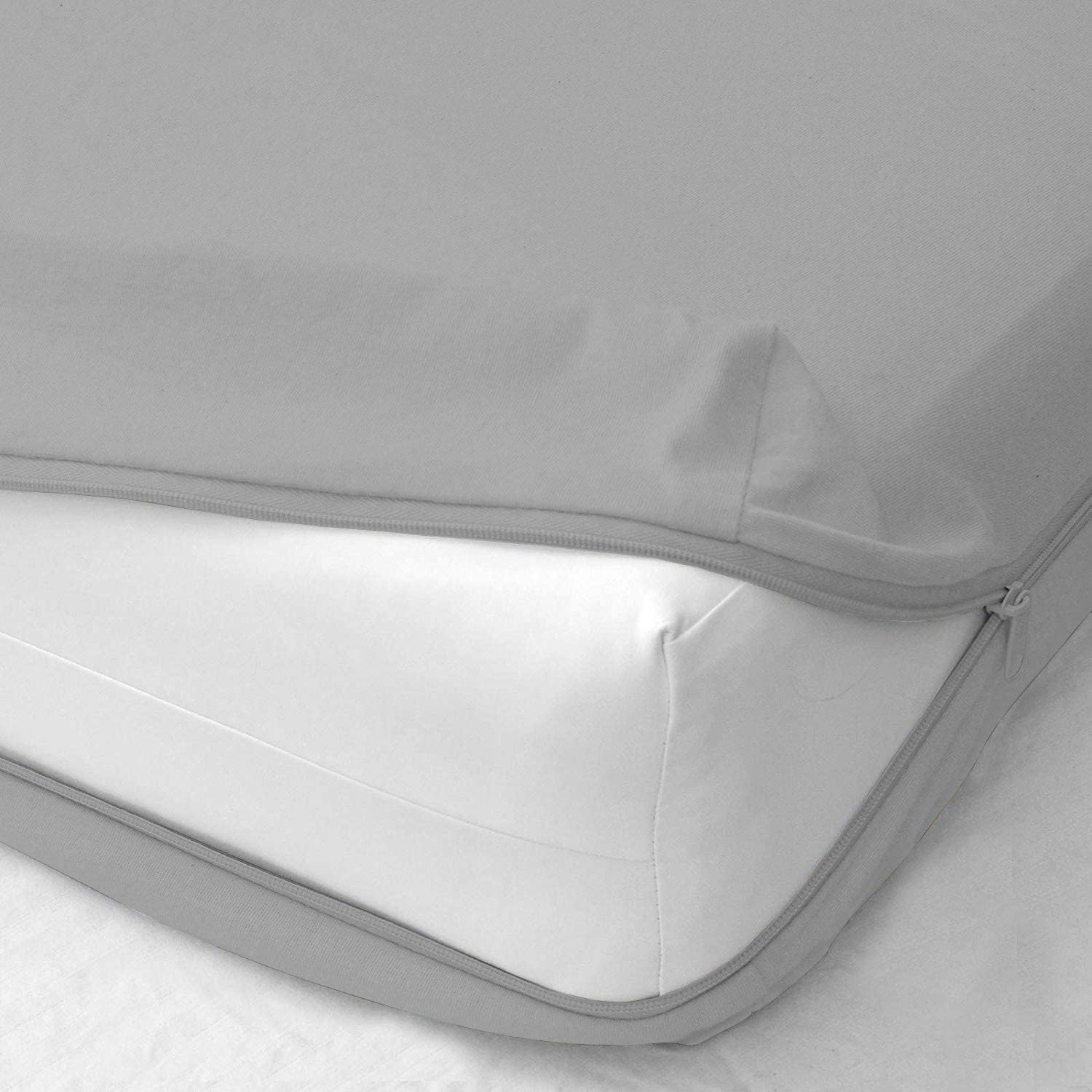 Luxurious Zipper Fitted Sheet for Twin Size Beds - Light Grey