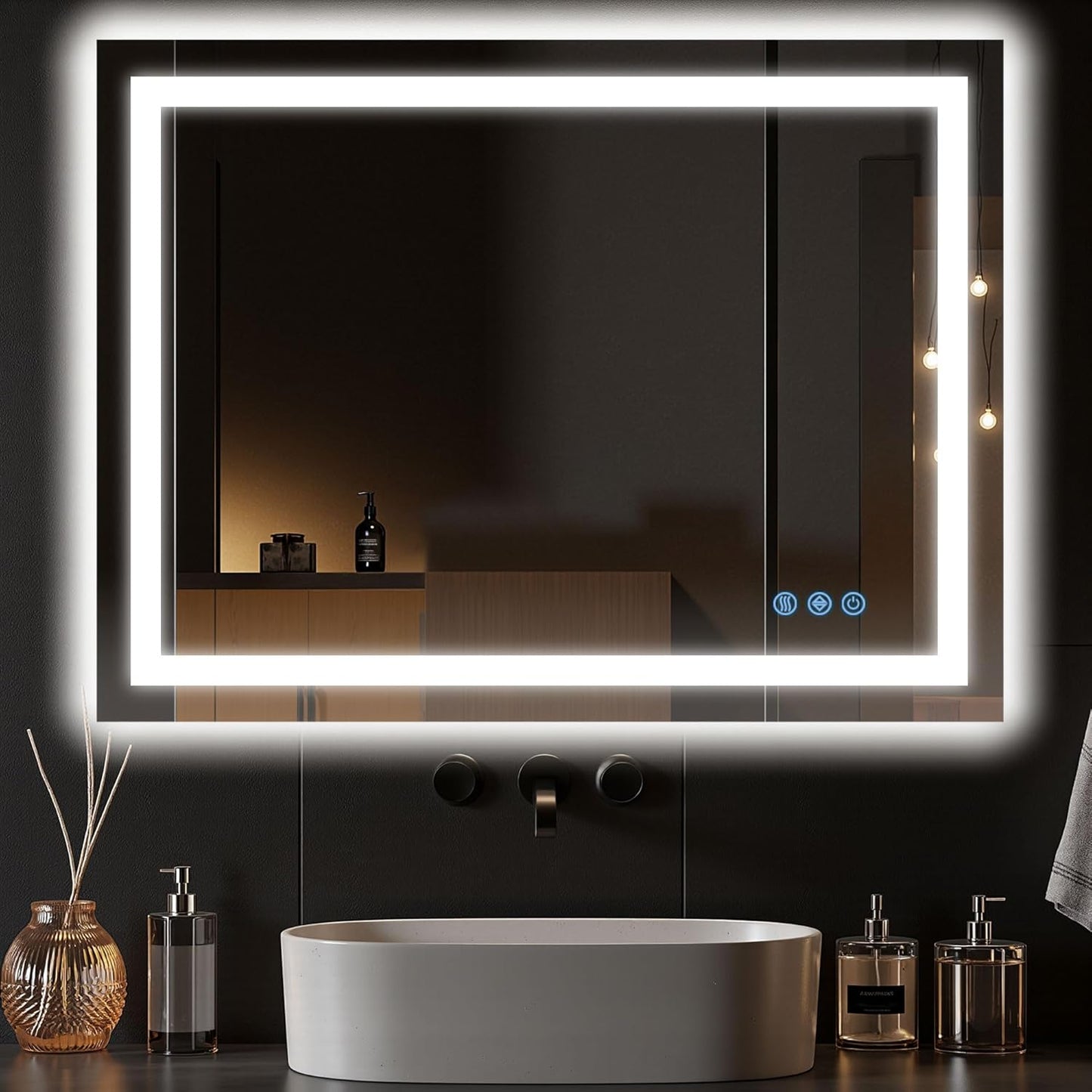 Antok 30x40 LED Bathroom Mirror with Lights and Anti-Fog Feature