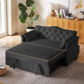 57 in Velvet Pull-Out Sofa Bed - Convertible Loveseat with Gold Trim