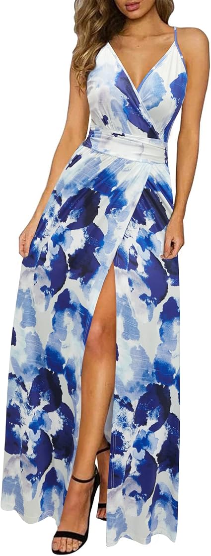Newshows Women's Summer V Neck Spaghetti Strap Maxi Dress Review