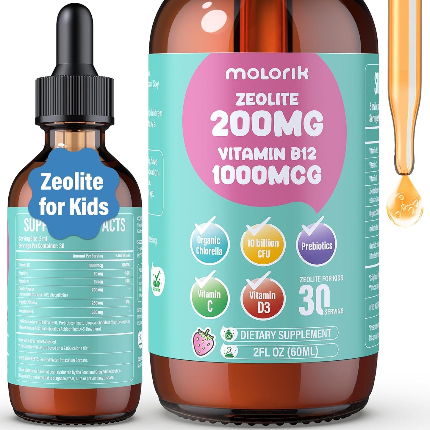 Natural Zeolite Drops for Kids and Adults with Vitamin B12