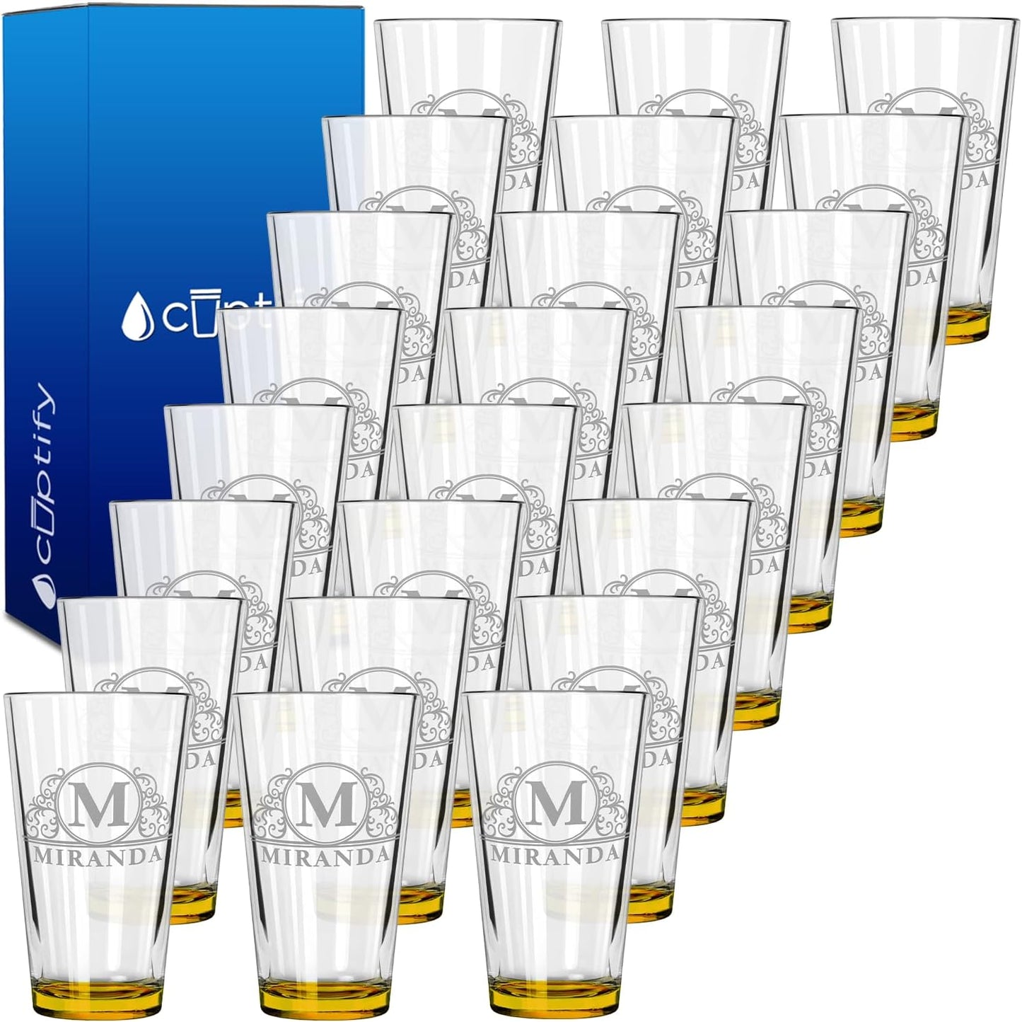 Personalized Beer Glasses Set of 24 for Weddings and Gifts