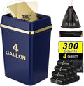 Bathroom Trash Can with Lid 4 Gallon Slim Navy Blue - Space Saving