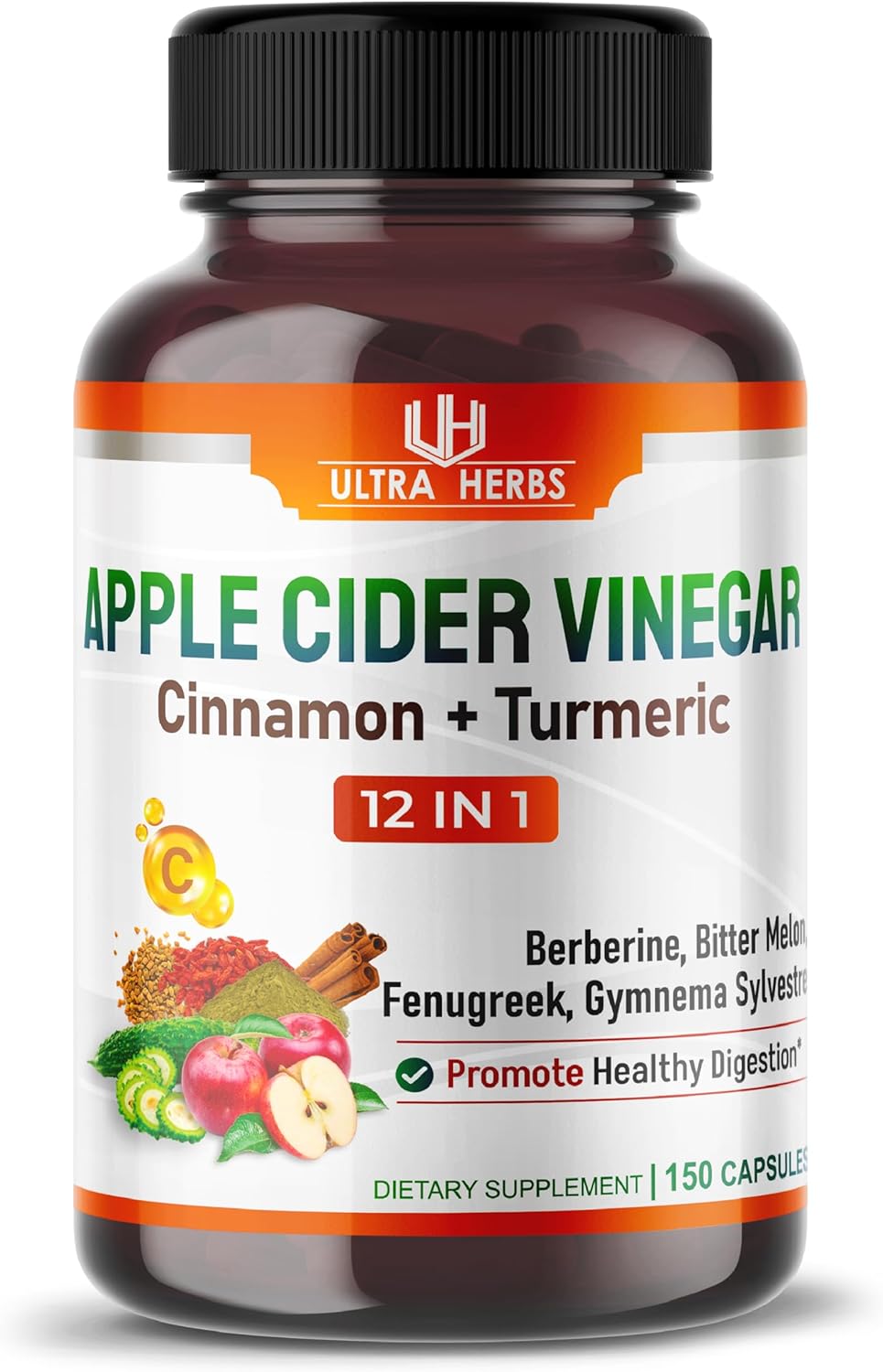 Organic ACV Capsules with Cinnamon & Turmeric - Ultimate Support