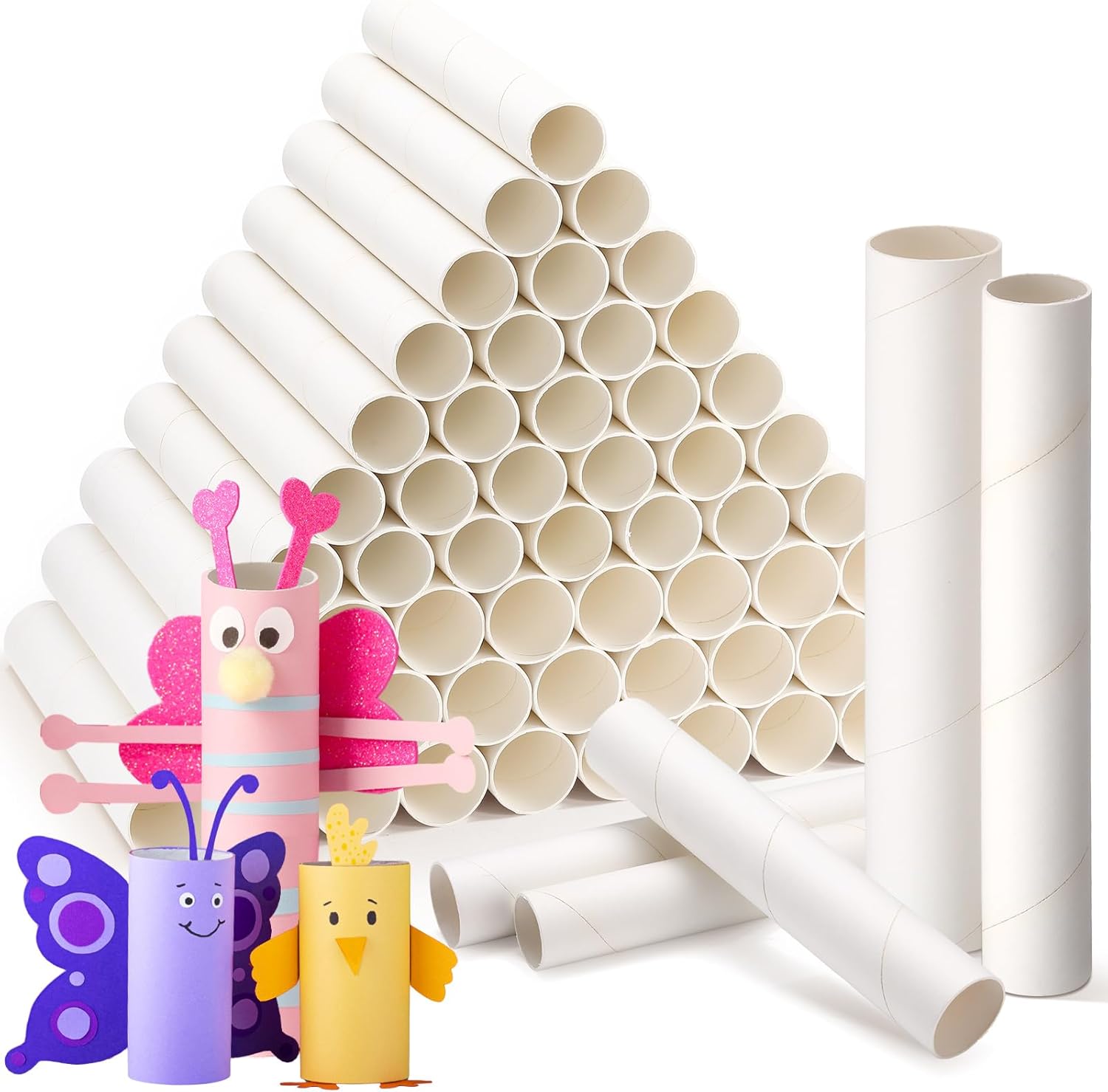 MotiMind 60 Pcs Cardboard Tubes for Crafting and DIY Projects