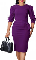 Midi Dress for Women Pencil Dress Fashion Work Dress - High Waist