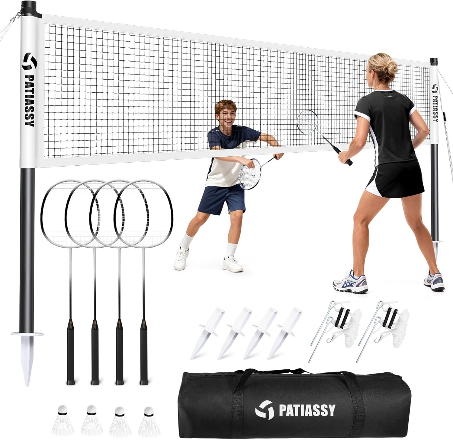 Badminton Set for Backyard Fun with Portable Anti-Sag Net