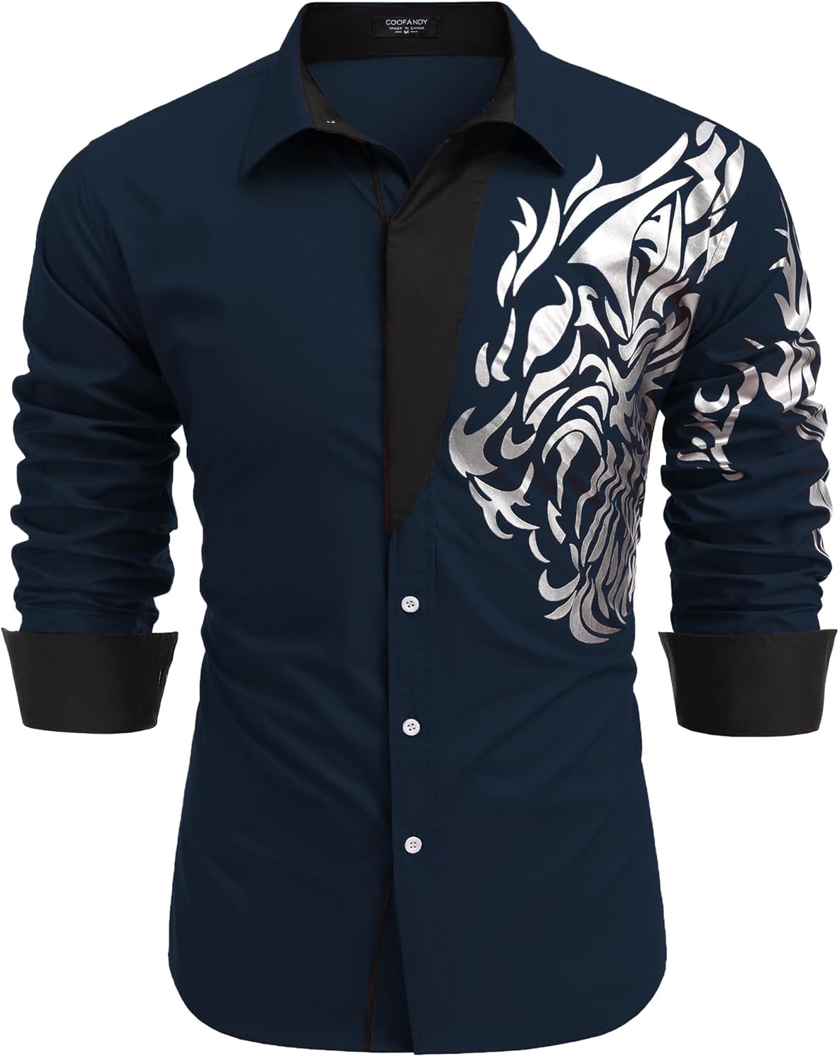 Stylish COOFANDY Men's Print Button Down Dress Shirt for Casual Wear