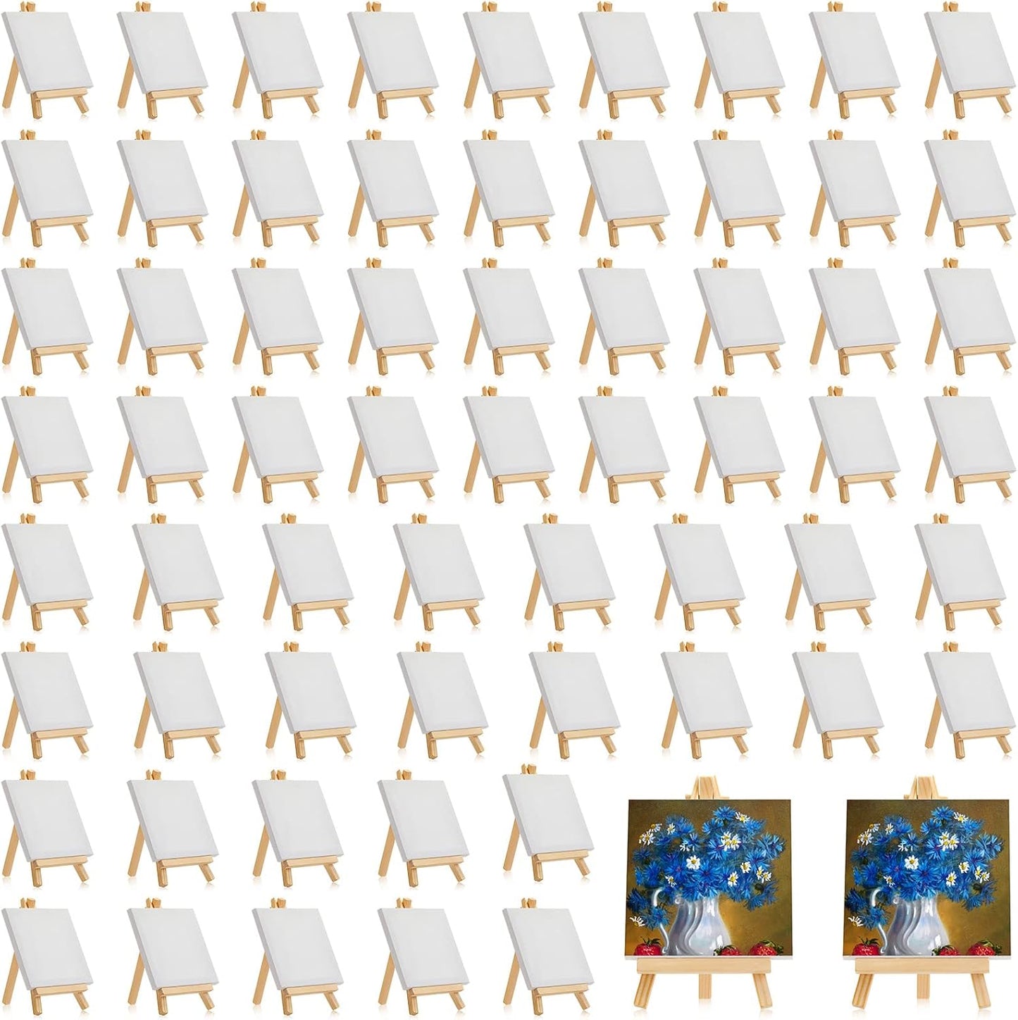 64 Pack Mini Canvases with Easels for Kids Art Projects