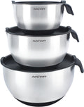 Stainless Steel Mixing Bowls with Lids - Non Slip, Pour Spouts
