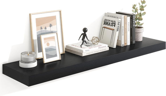 Heimlove 48in Black Floating Shelves for Wall Display & Storage