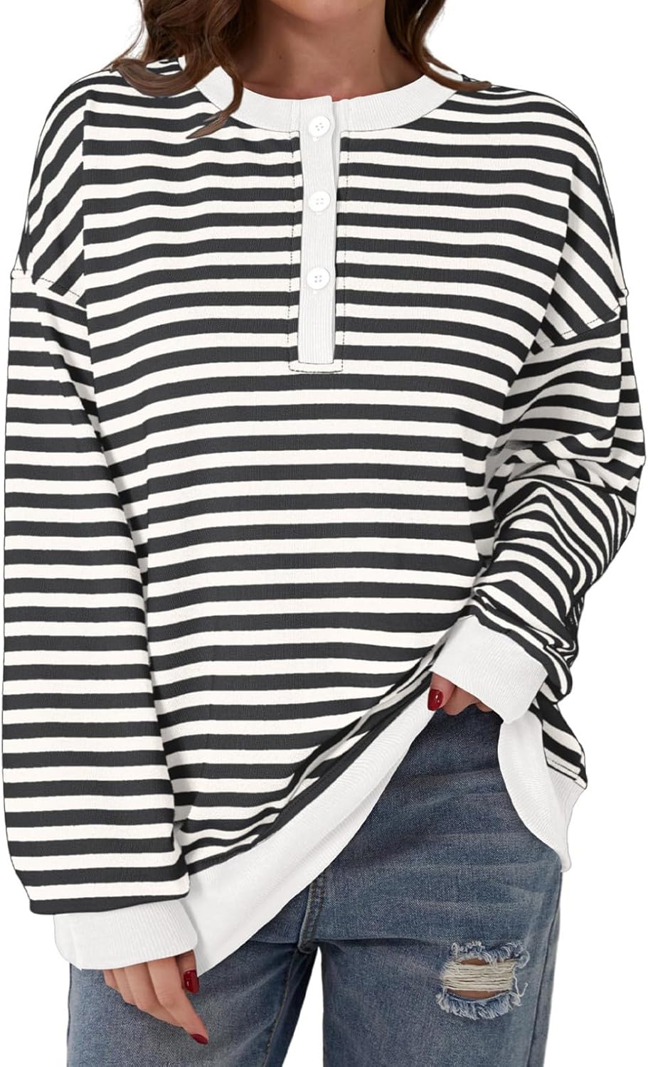 Dokotoo Oversized Color Block Sweatshirt