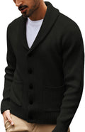 Mens Shawl Collar Cardigan Sweater - Textured Knit Comfort