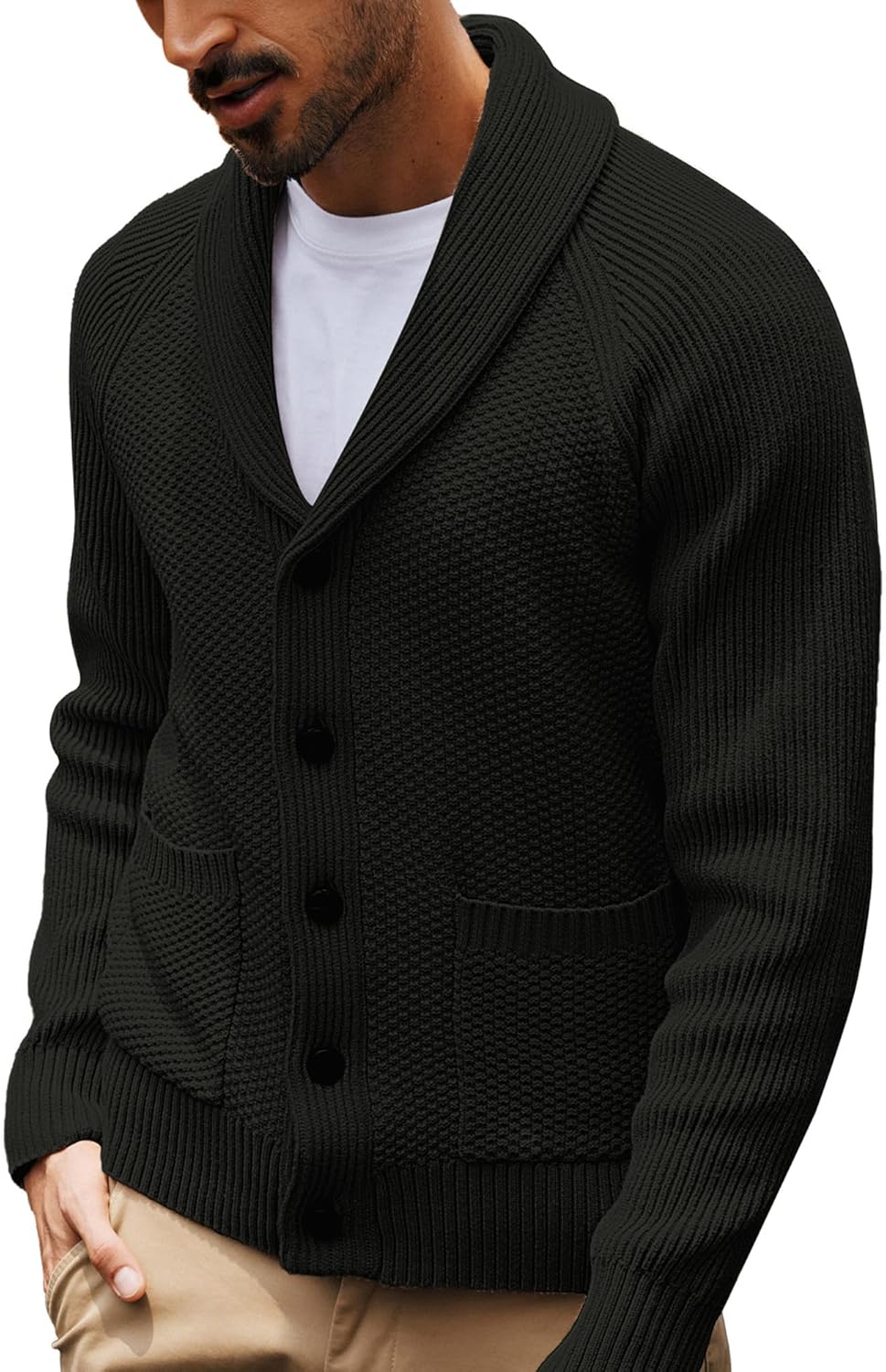 PJ PAUL JONES Mens Shawl Collar Cardigan Sweater for Style
