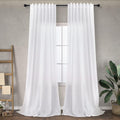 White Long Curtains 120 in Length for Living Room - Light Filtering