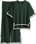 Faleave Womens Knit 2 Piece Sweater Sets - Short Sleeve Lounge Set