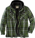 Plaid Flannel Shirt Jacket Quilted with Hood - Warm Casual Fit Cotton