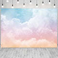 12x8ft Rainbow Cloud Backdrop for Birthday Party - Pastel Watercolor