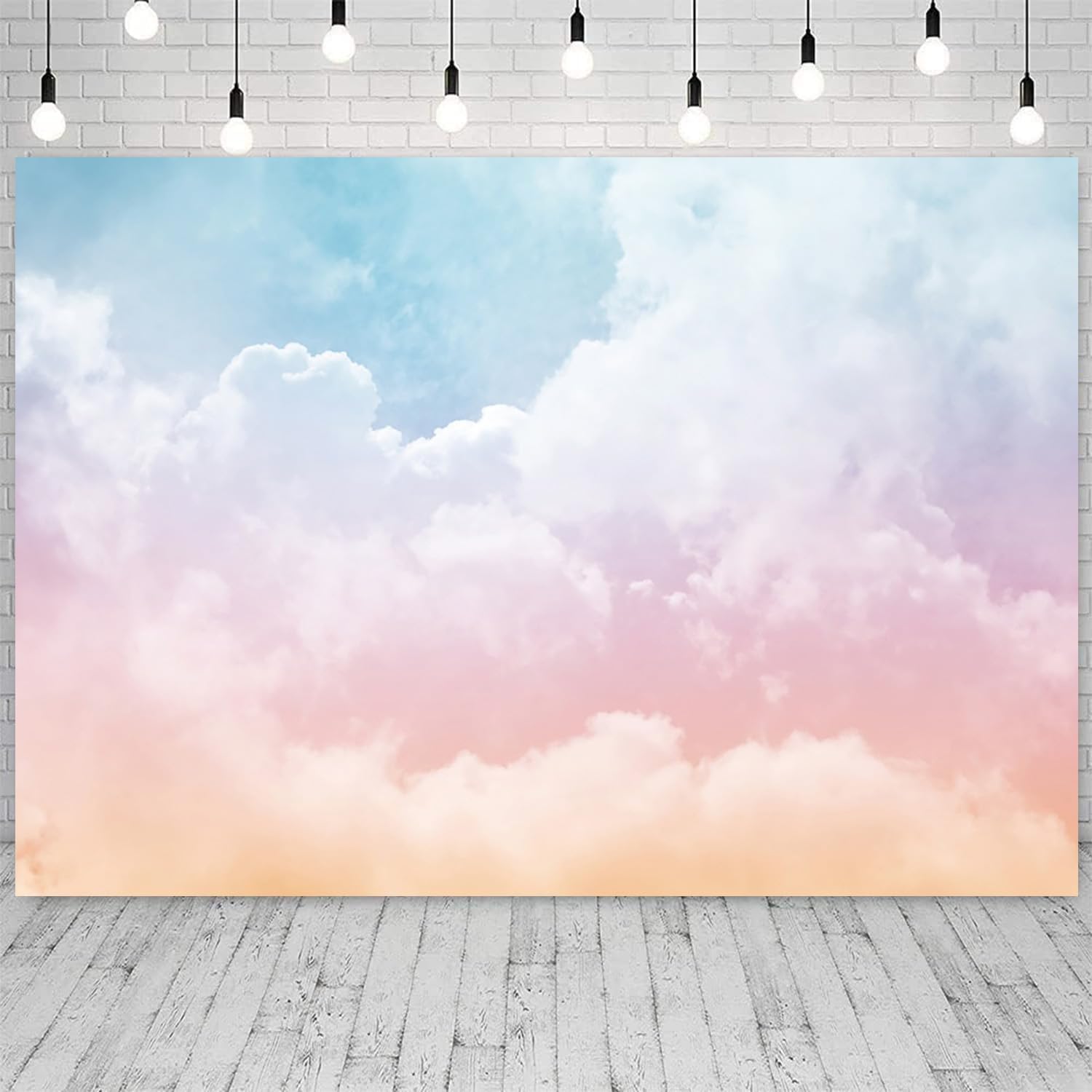 12x8ft Rainbow Cloud Backdrop for Birthday Party Photography