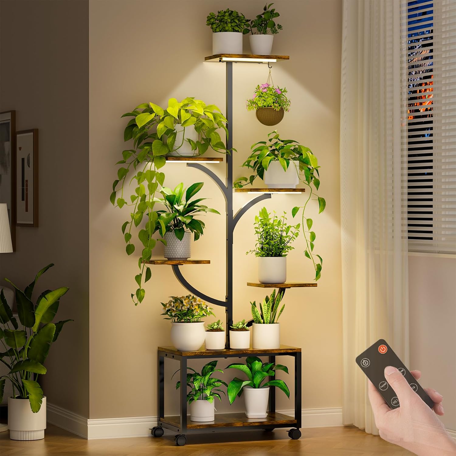 Indoor Plant Stand with Grow Lights - 60in Tall 7-Tier Rack