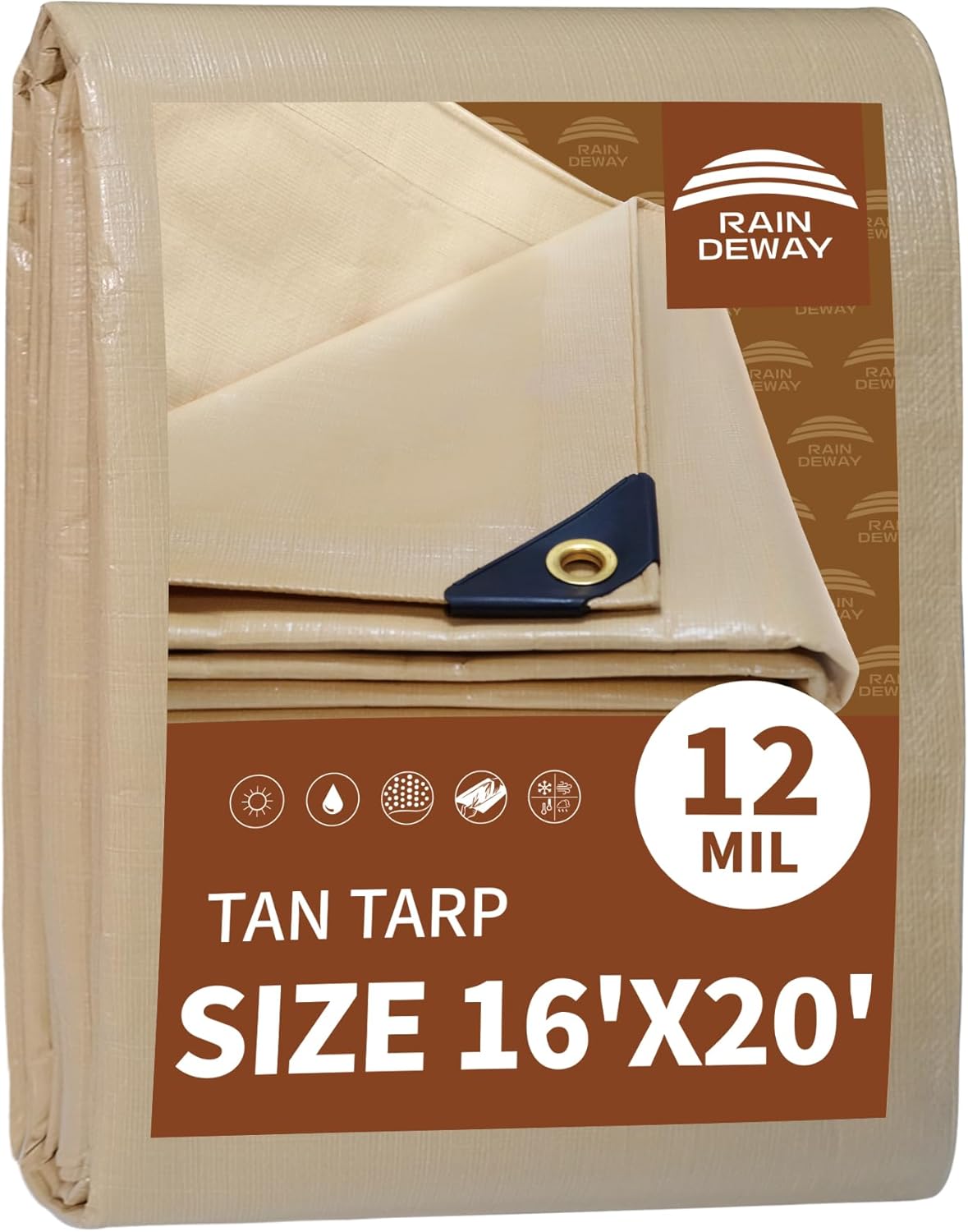 Heavy Duty 12 Mil Tan Waterproof Tarp for All Weather Needs