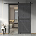 34in x 84in MDF Deep Gray British Brace Knotty Barn Door Kit