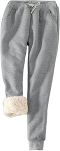 Sherpa Lined Sweatpants Women - Winter Warm Fleece Joggers