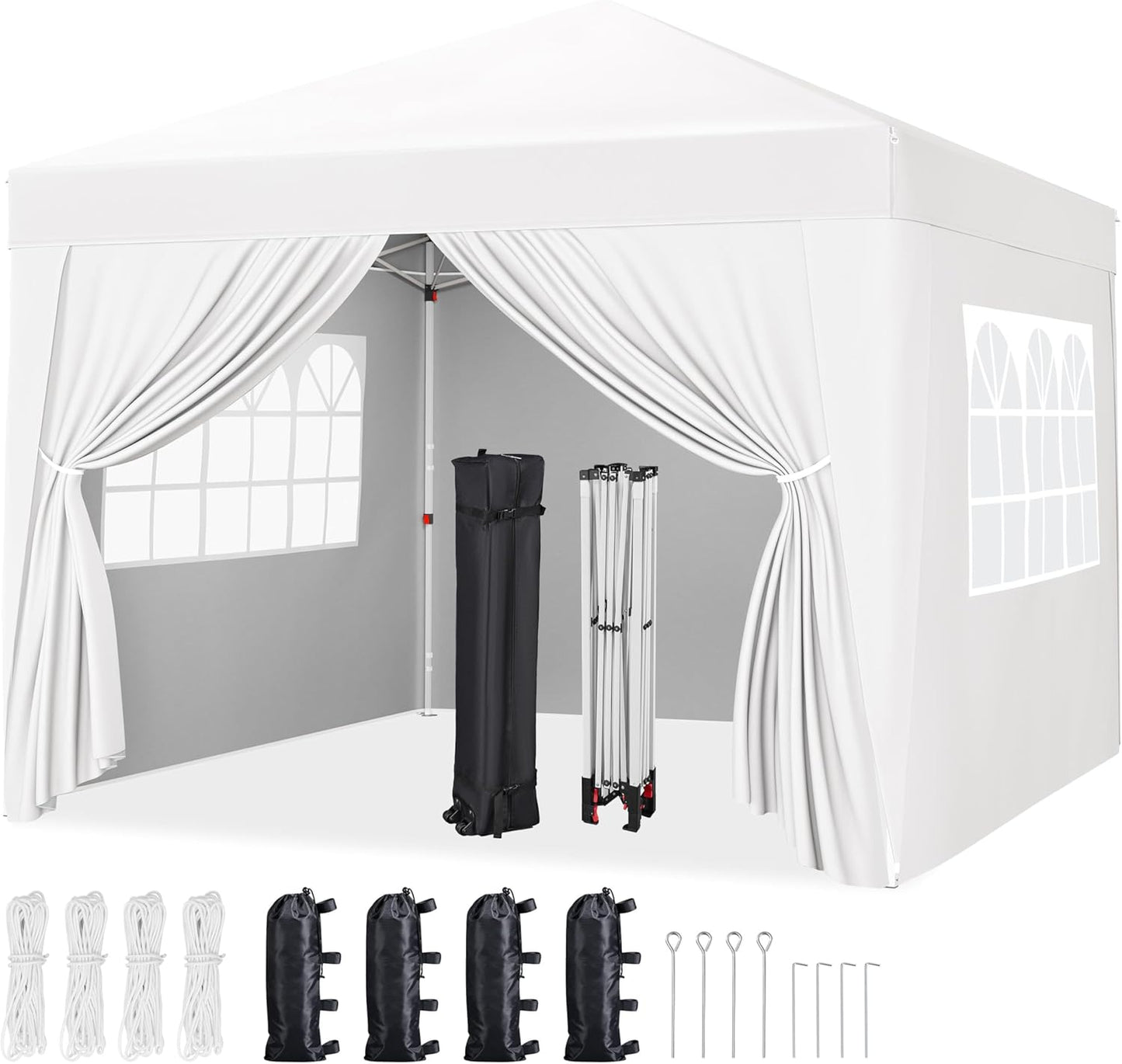 8x8 Pop Up Canopy Tent with Removable Sidewalls for Outdoor Use