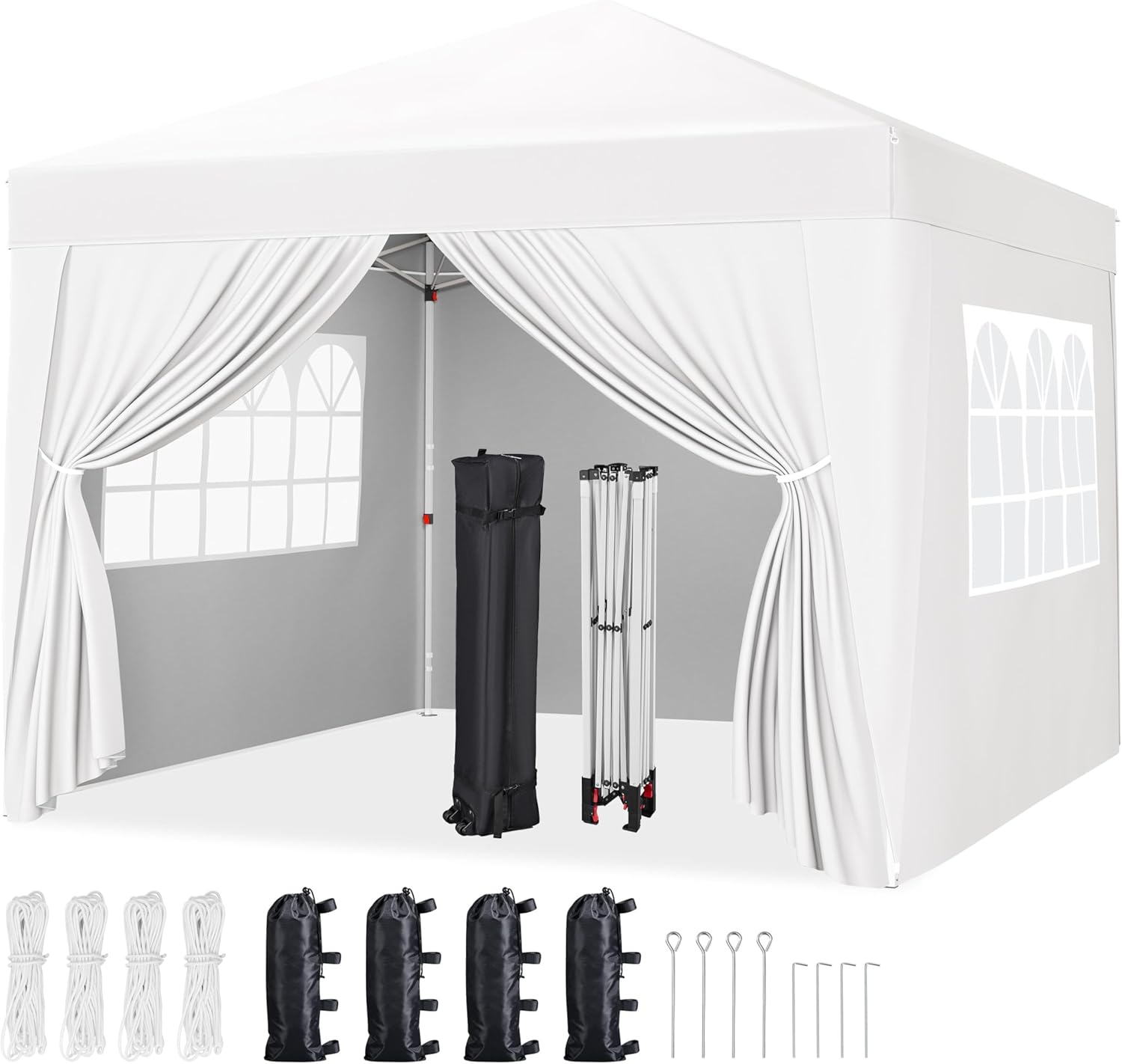 8x8 Pop Up Canopy Tent with Removable Sidewalls for Outdoor Use