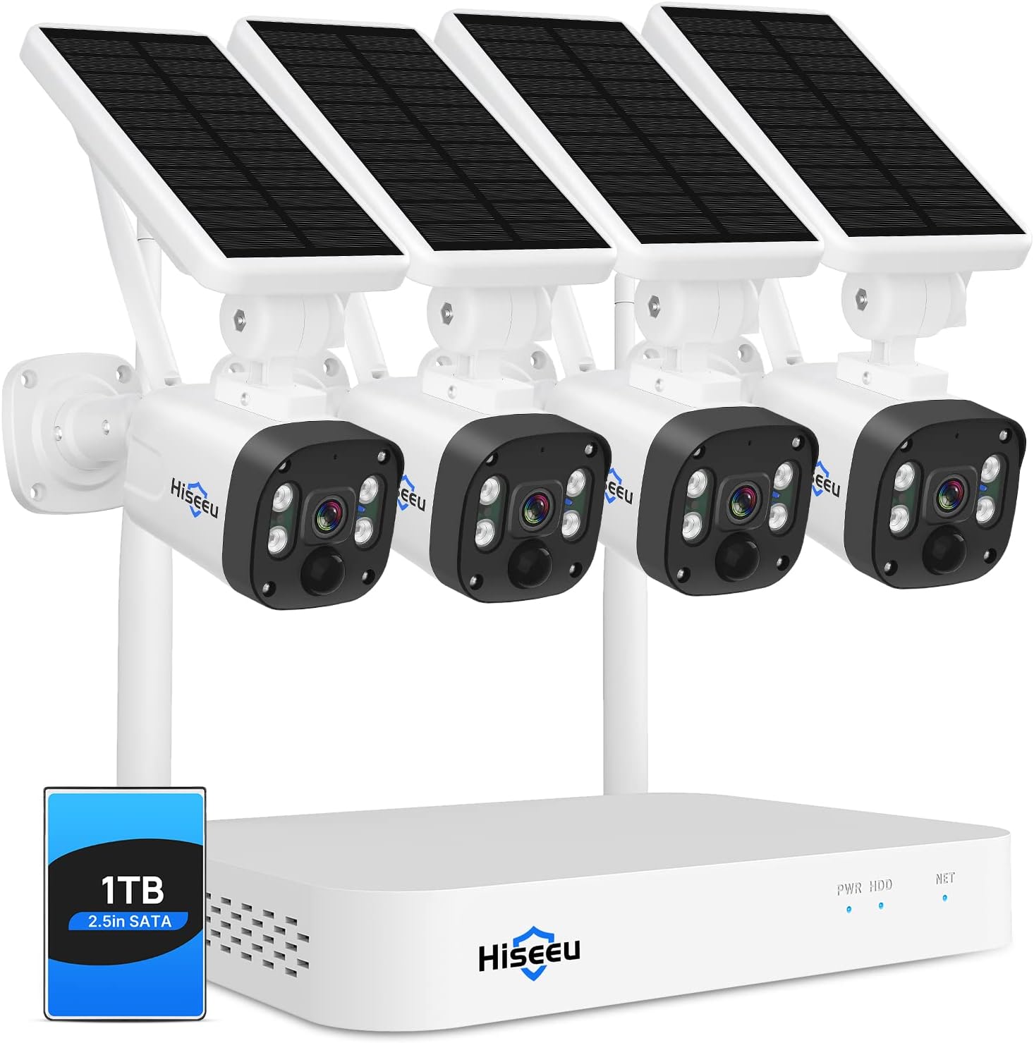 Hiseeu Solar Wireless Security Camera System with 1TB HDD