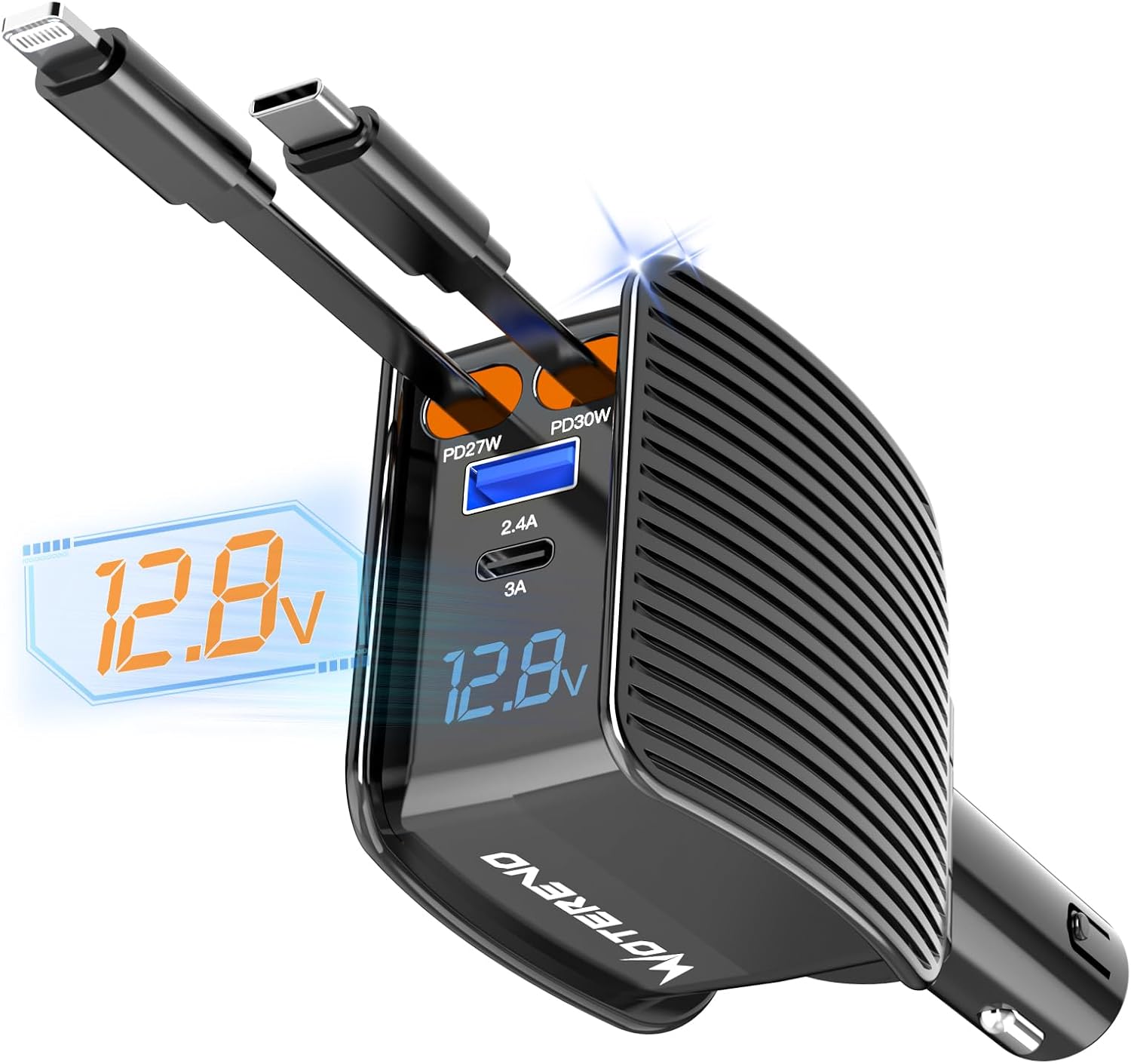 Fast 4-in-1 Retractable Car Charger for iPhone & Galaxy
