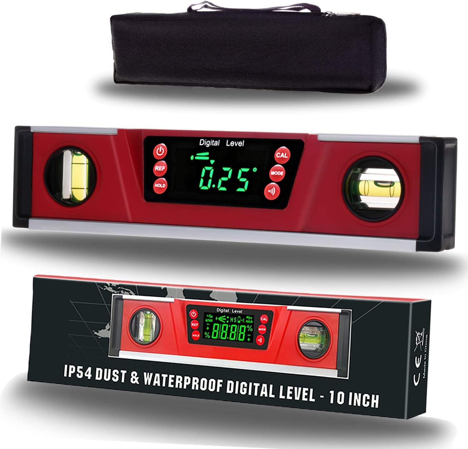 10-Inch Digital Torpedo Level with Neodymium Magnets and LED
