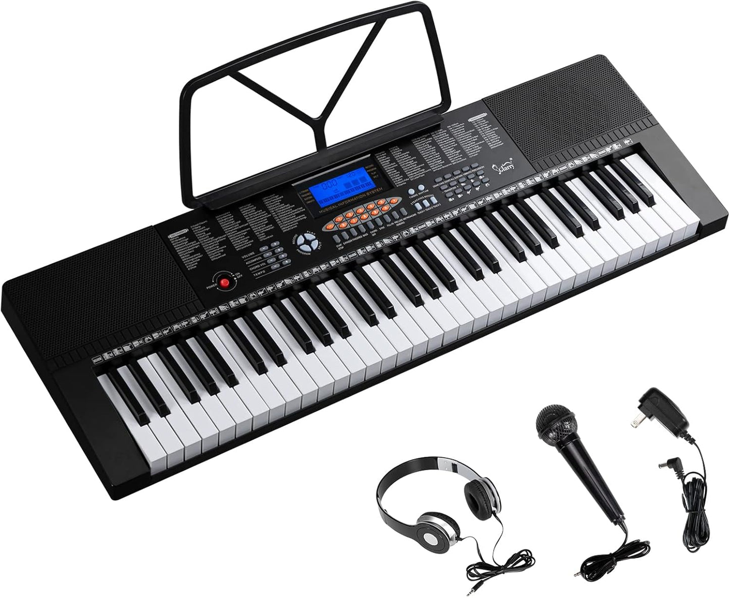 GLARRY 61-Key Portable Electronic Piano - LCD Screen, 3 Teaching Modes