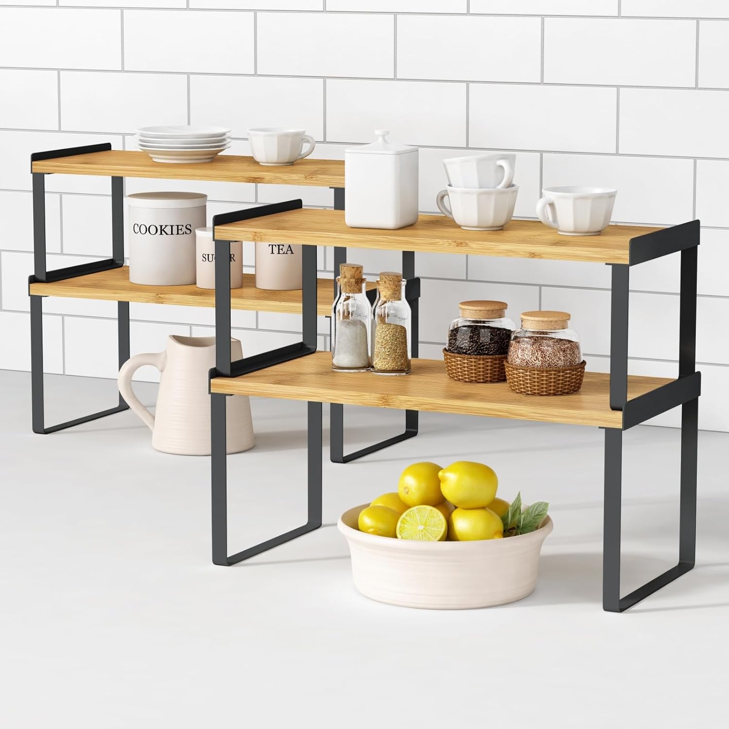Kitchen Cabinet Organizer Shelf Set of 4 for Smart Storage