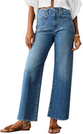 KUNMI Wide Leg High Waist Jeans for Women - Comfortable Stretchy Denim