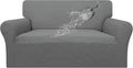 Waterproof Loveseat Sofa Cover - Grey Stretch Jacquard Fit
