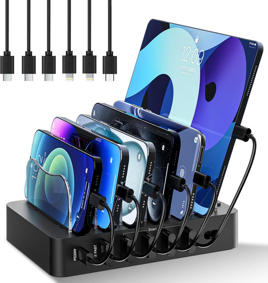 CLEVER BRIGHT 6-Port Fast Charging Station: Charge Multiple Devices Simultaneously!