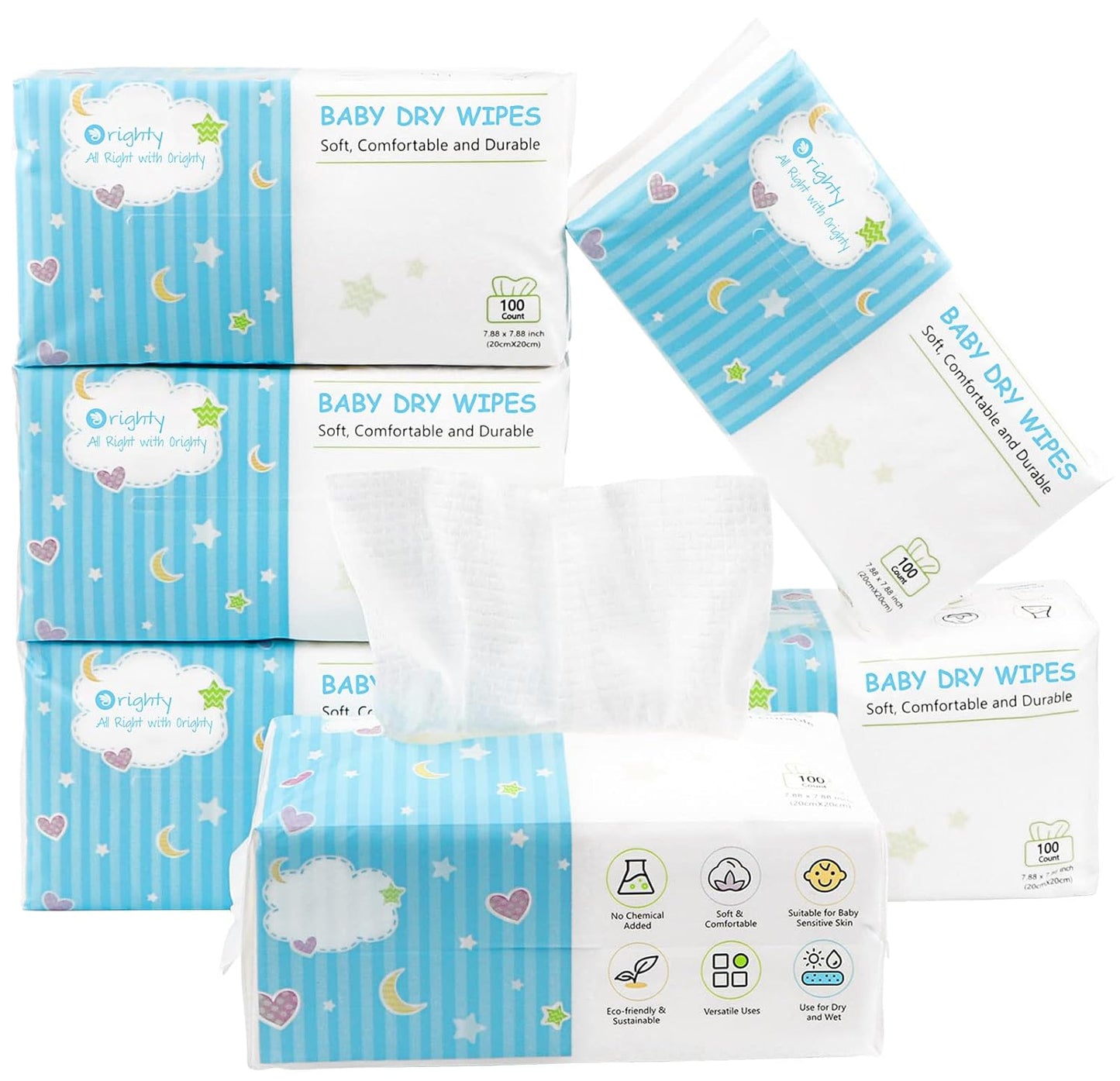 Orighty Baby Dry Wipes - Ultra Gentle Baby Washcloths