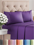 Cal King Sheet Set Purple 4 Piece - Cooling Brushed Microfiber