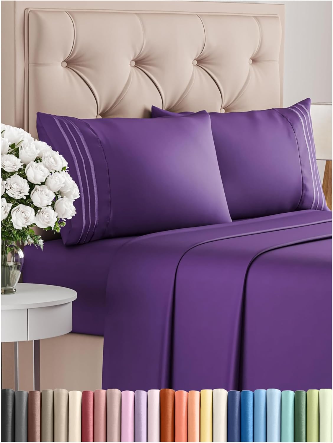 Cal King Size 4 Piece Sheet Set - Soft Cooling Bed Sheets