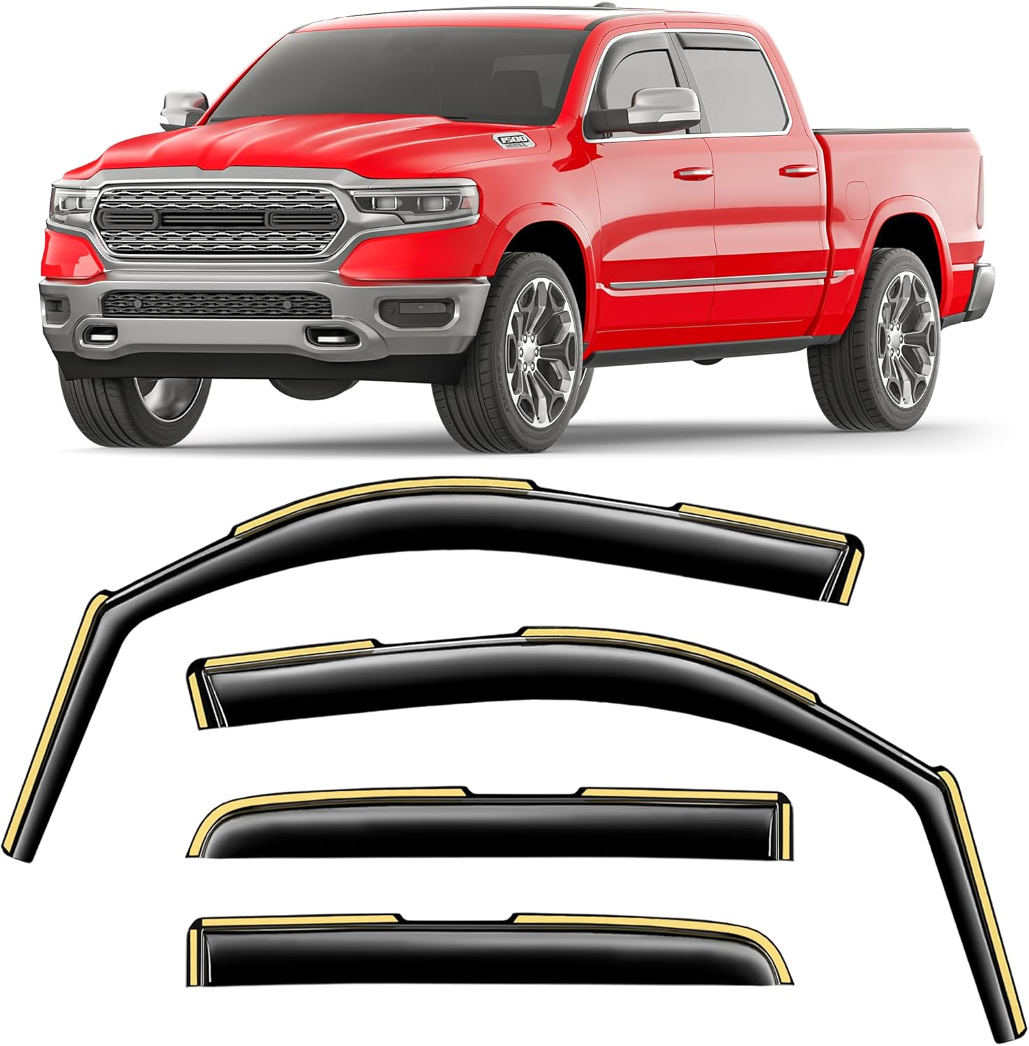 In-Channel Window Rain Guards for Dodge RAM 1500 Crew Cab