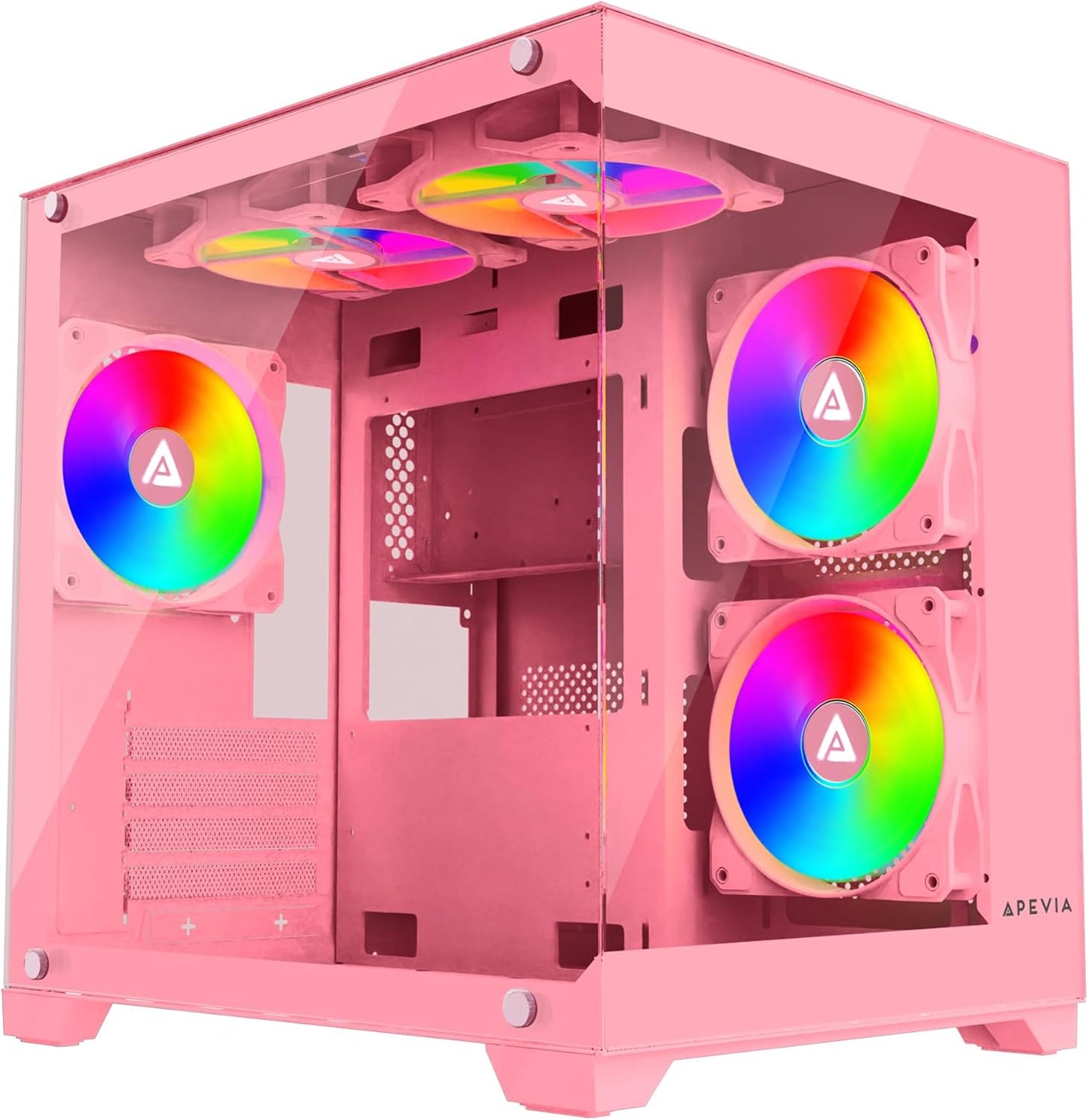Apevia Prism-PK Micro-ATX Gaming PC Cube Case with RGB Fans
