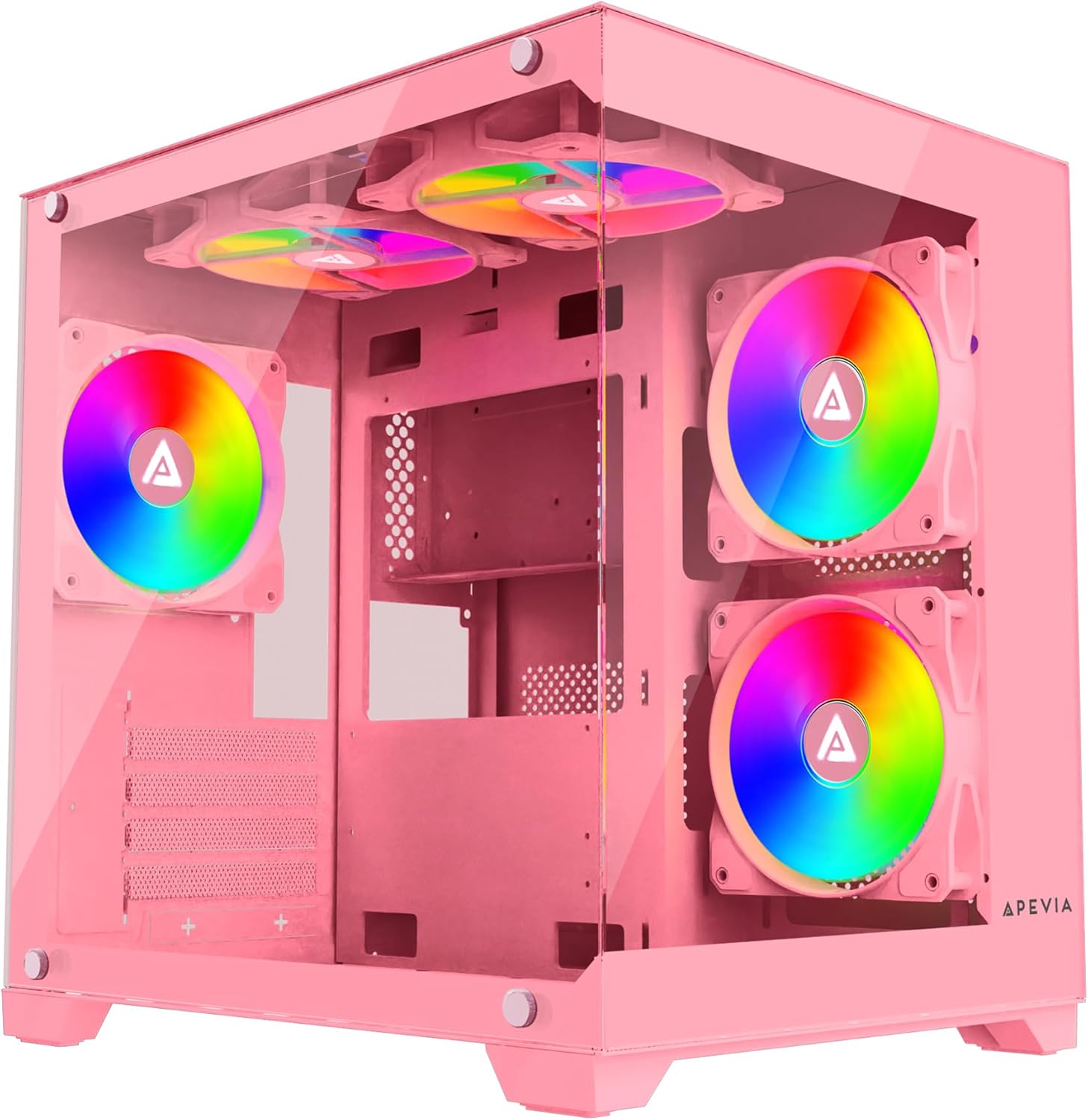 Apevia Prism-PK Micro-ATX Gaming PC Cube Case with RGB Fans
