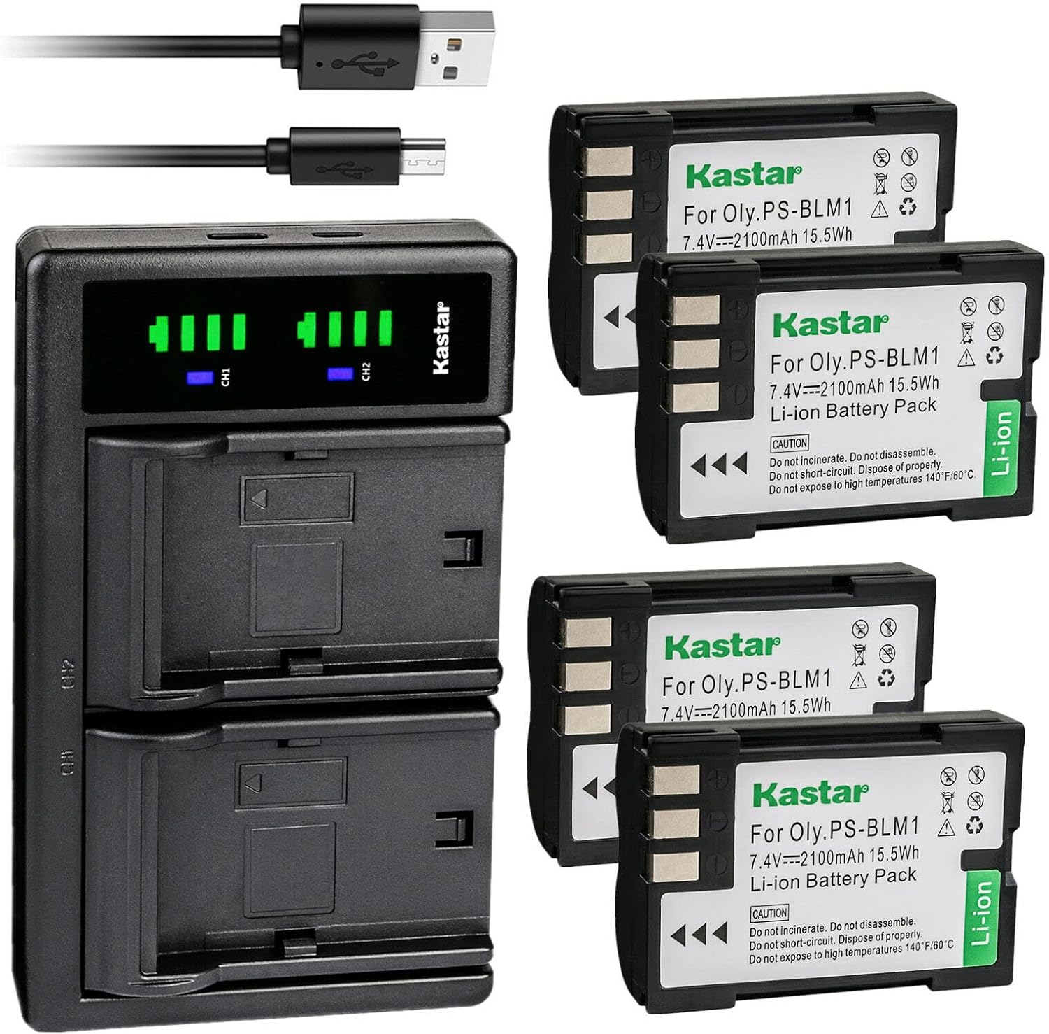 Kastar 4-Pack BLM-1 Battery and LTD2 USB Charger Replacement