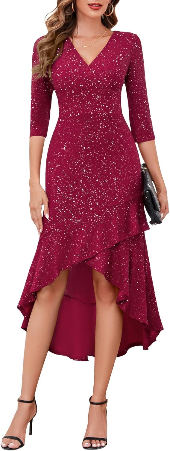 BeryLove Women Sequin Formal Cocktail Glitter Dress for Events