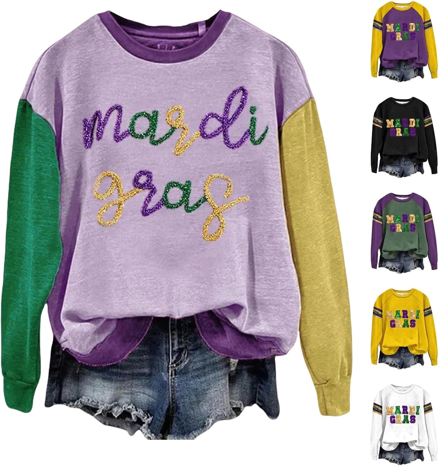 Sparkling Sequin Mardi Gras Sweatshirt - Glitter Glamour!