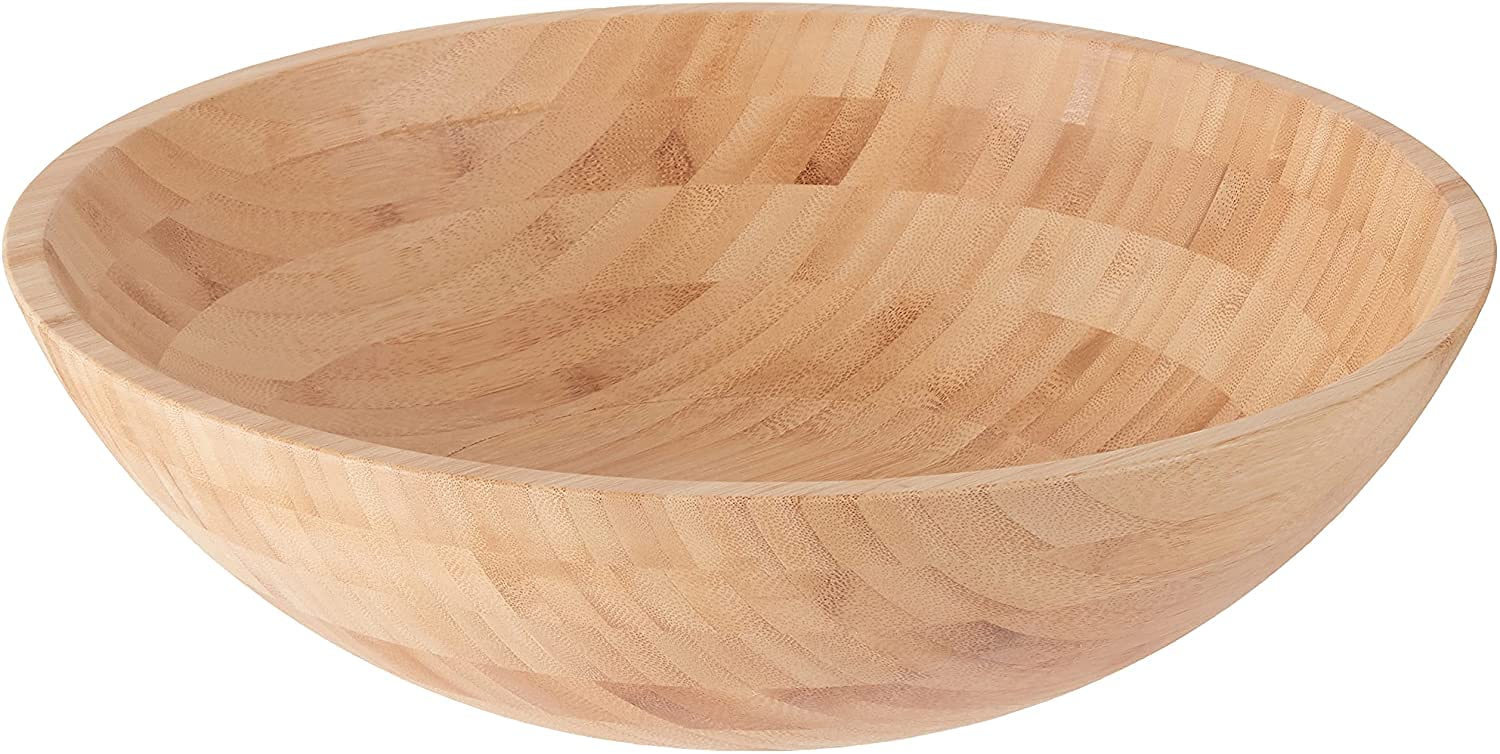 Lipper International Bamboo Wood Salad Bowl - Perfect Centerpiece
