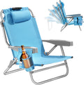 5-Position Aluminum Lay Flat Backpack Beach Chair - Compact Low Chair